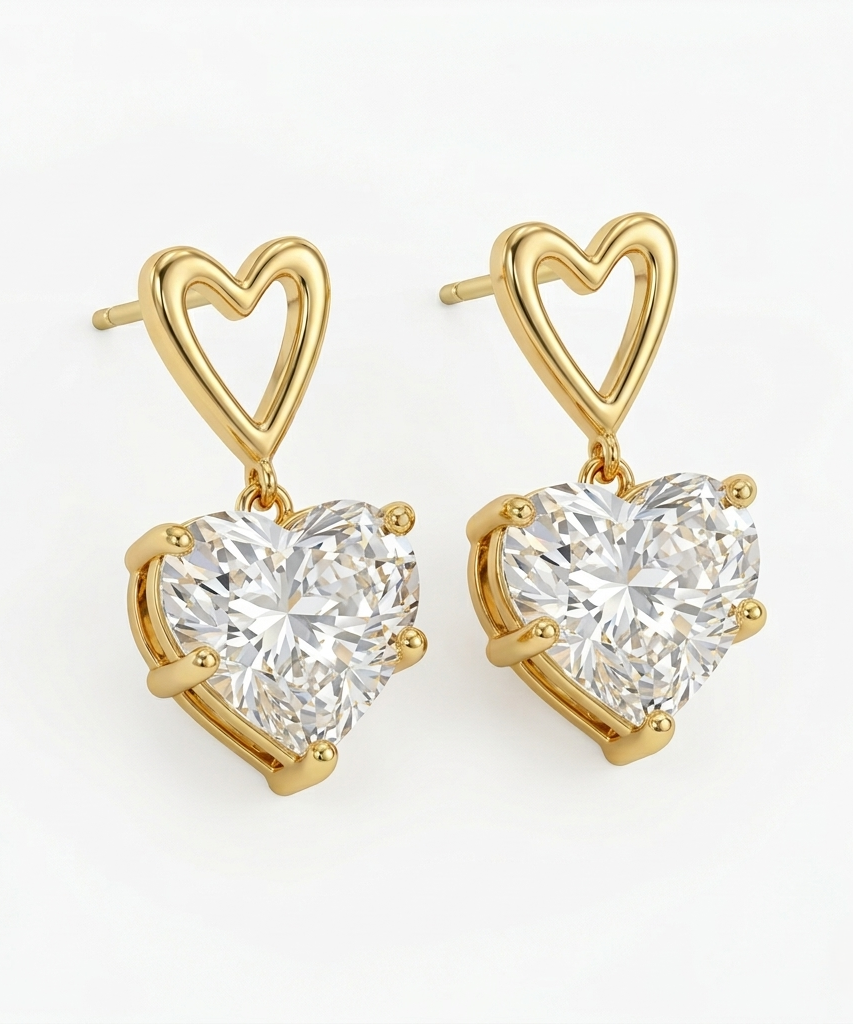 Faceted Hear Shaped Earrings