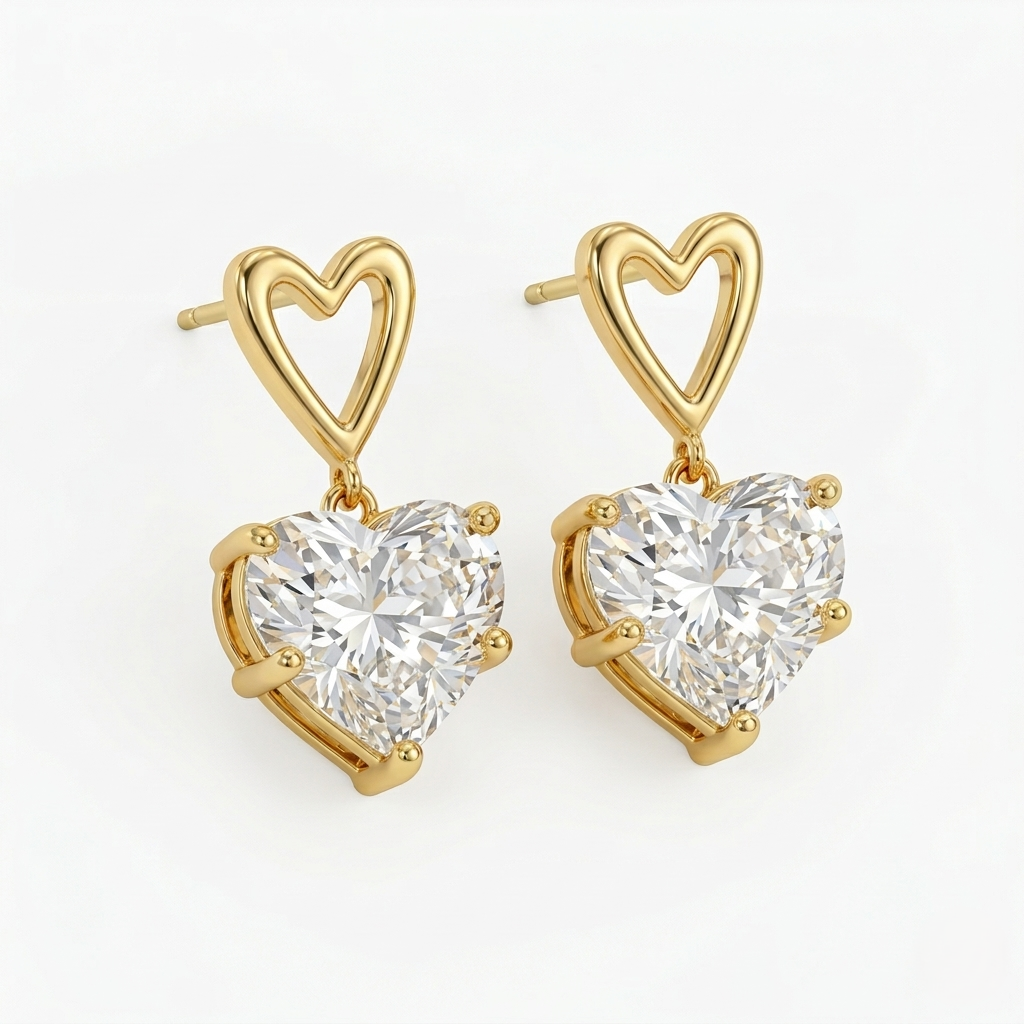 Faceted Hear Shaped Earrings
