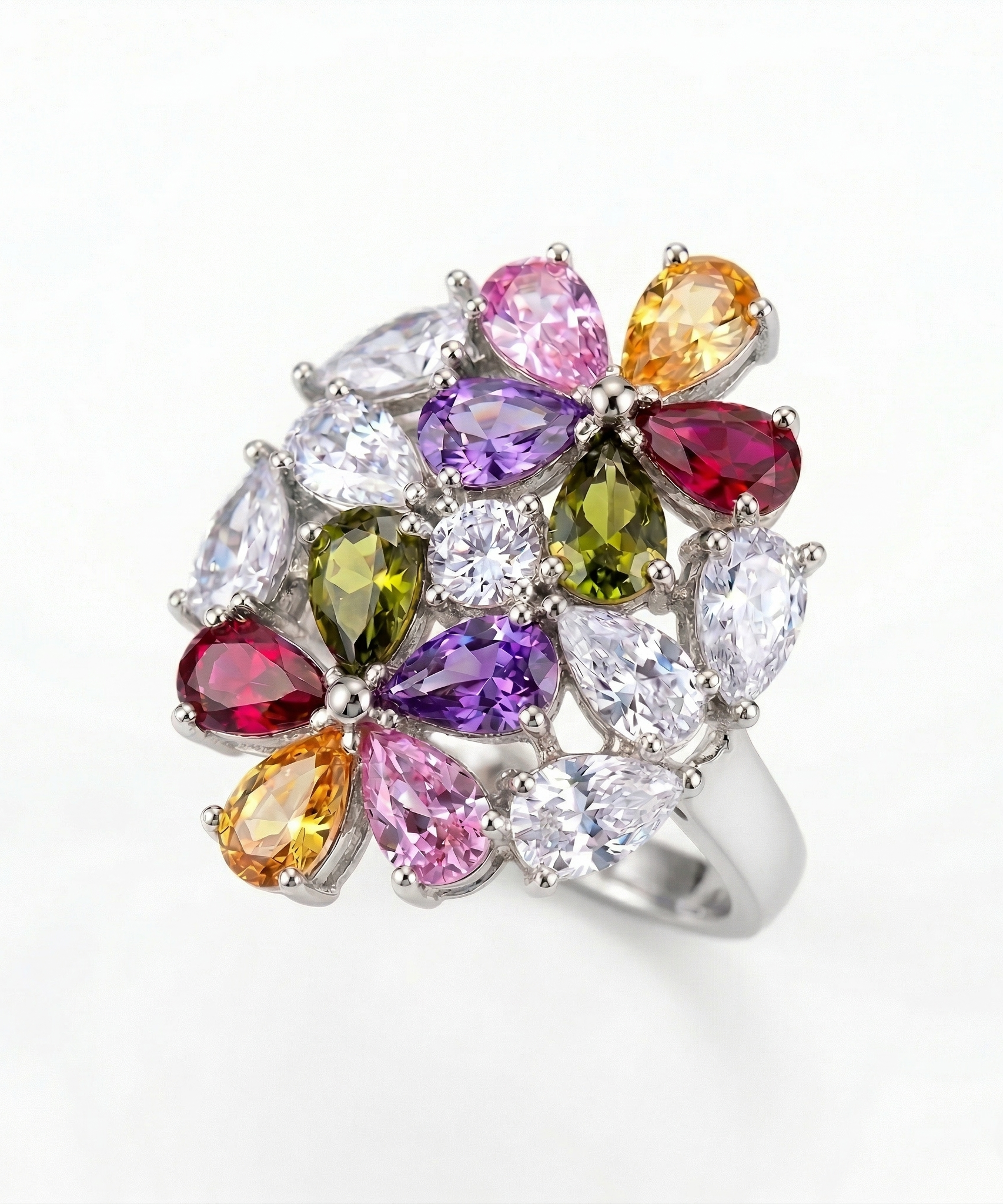 Stately Colorful Flowers Ring