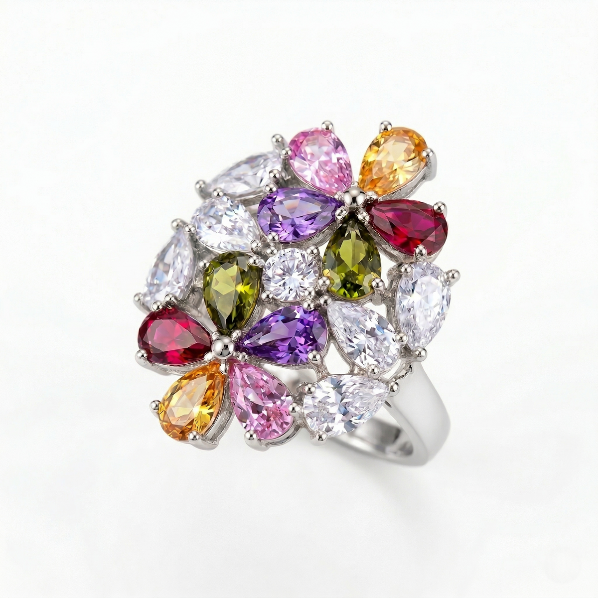 Stately Colorful Flowers Ring