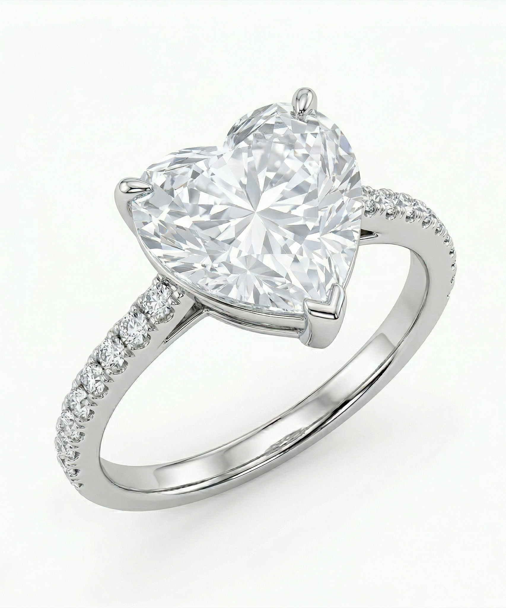 Polished Crystal Heart Ring