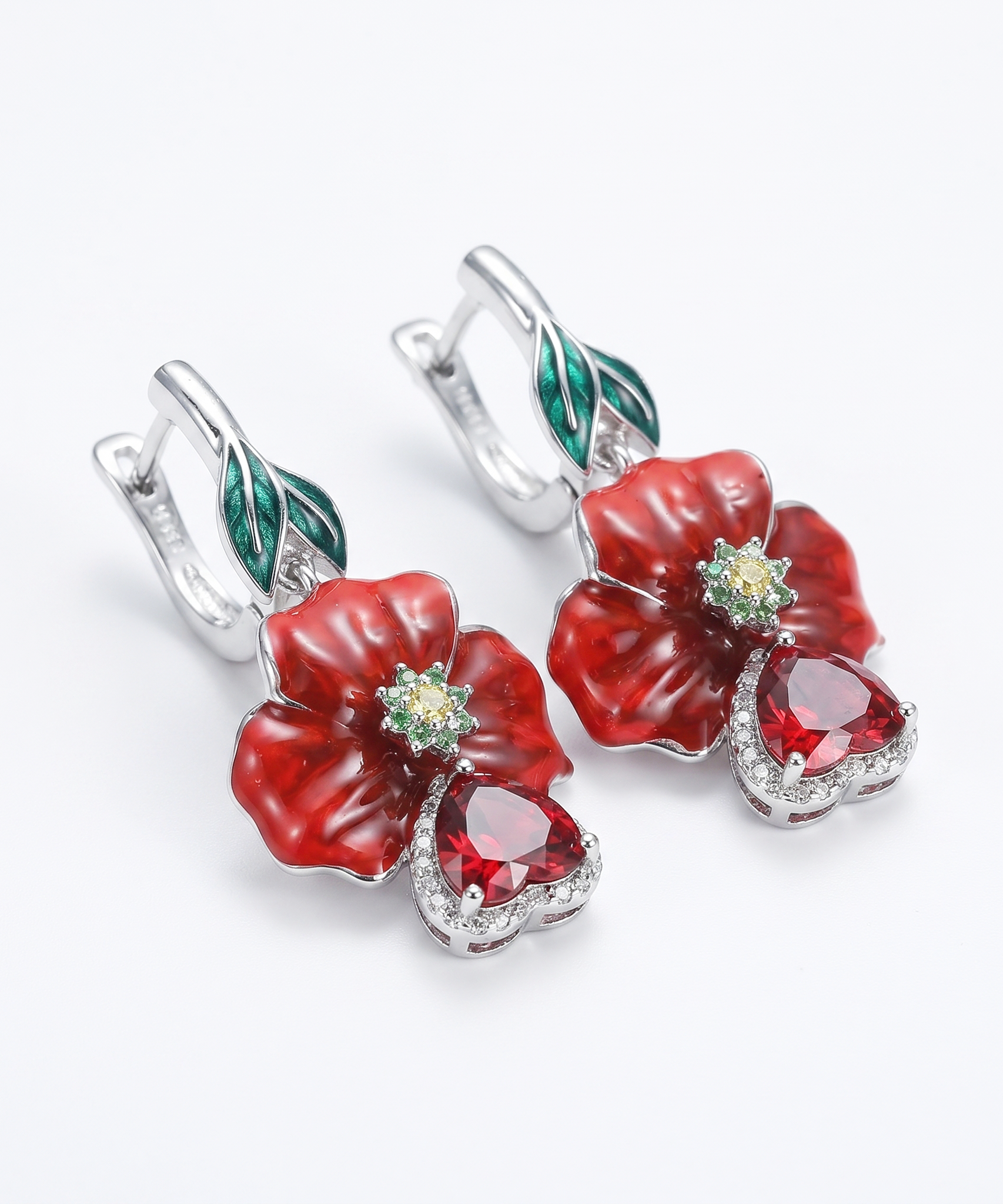 Opulent Love Heart-shaped Earrings & Necklace