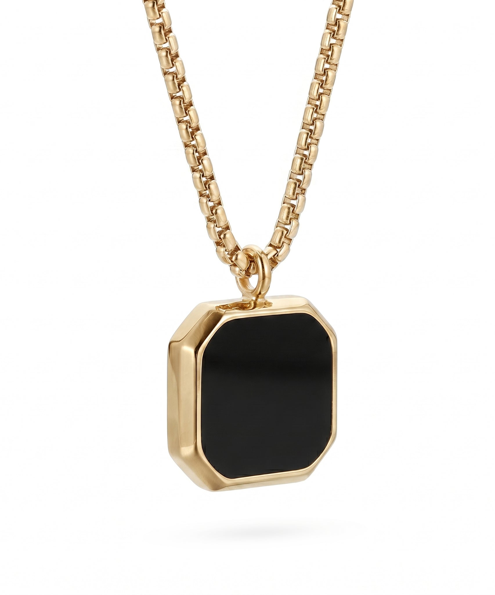 Polished Square Black Mirror Necklace