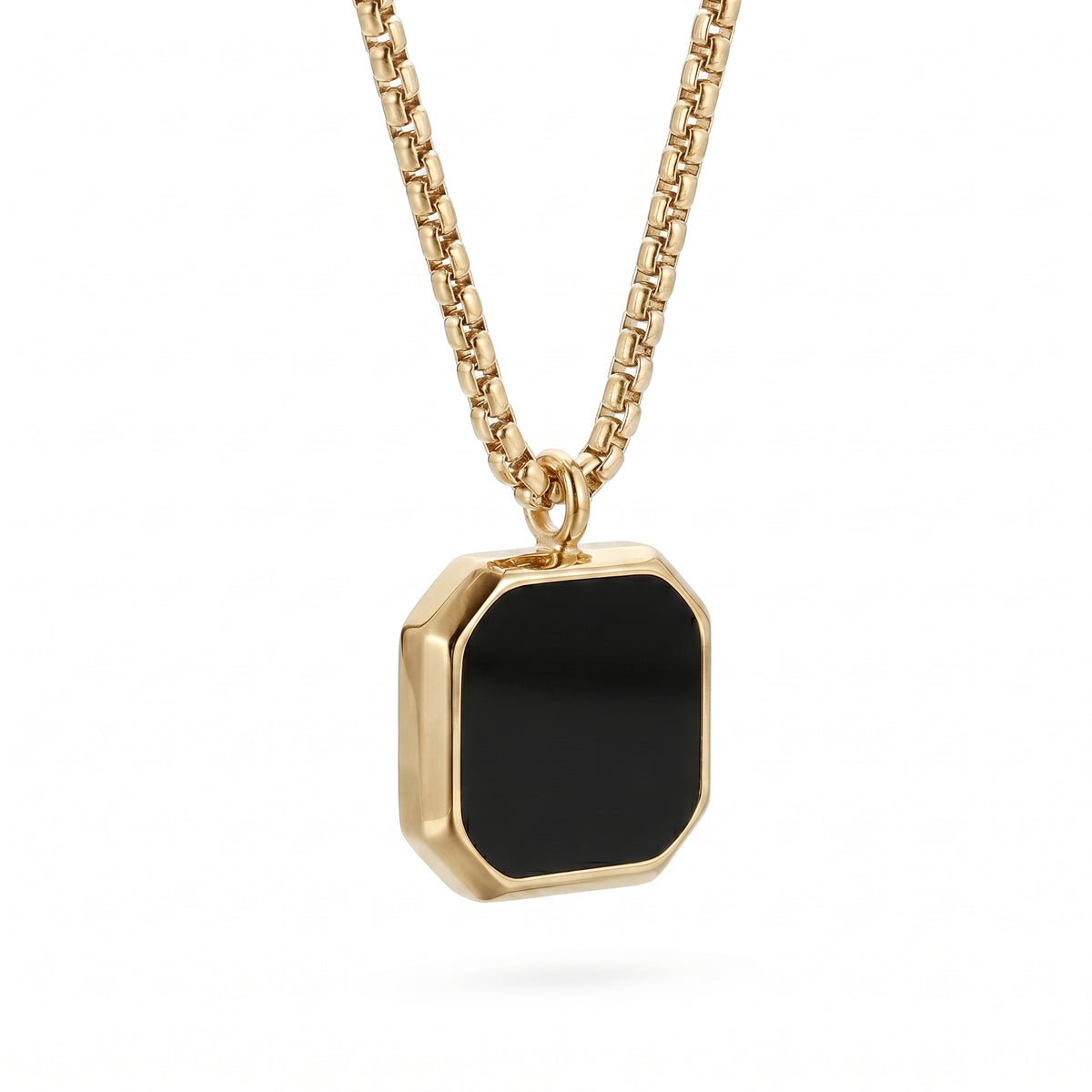 Polished Square Black Mirror Necklace