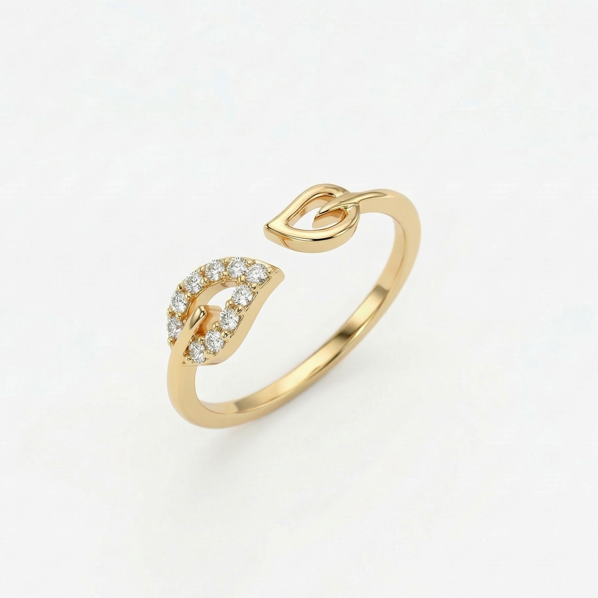 Refined Leaf & Peach Heart Ring