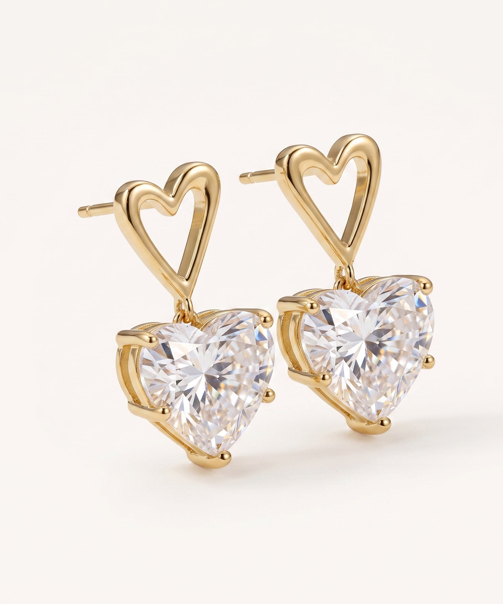 Faceted Hear Shaped Earrings