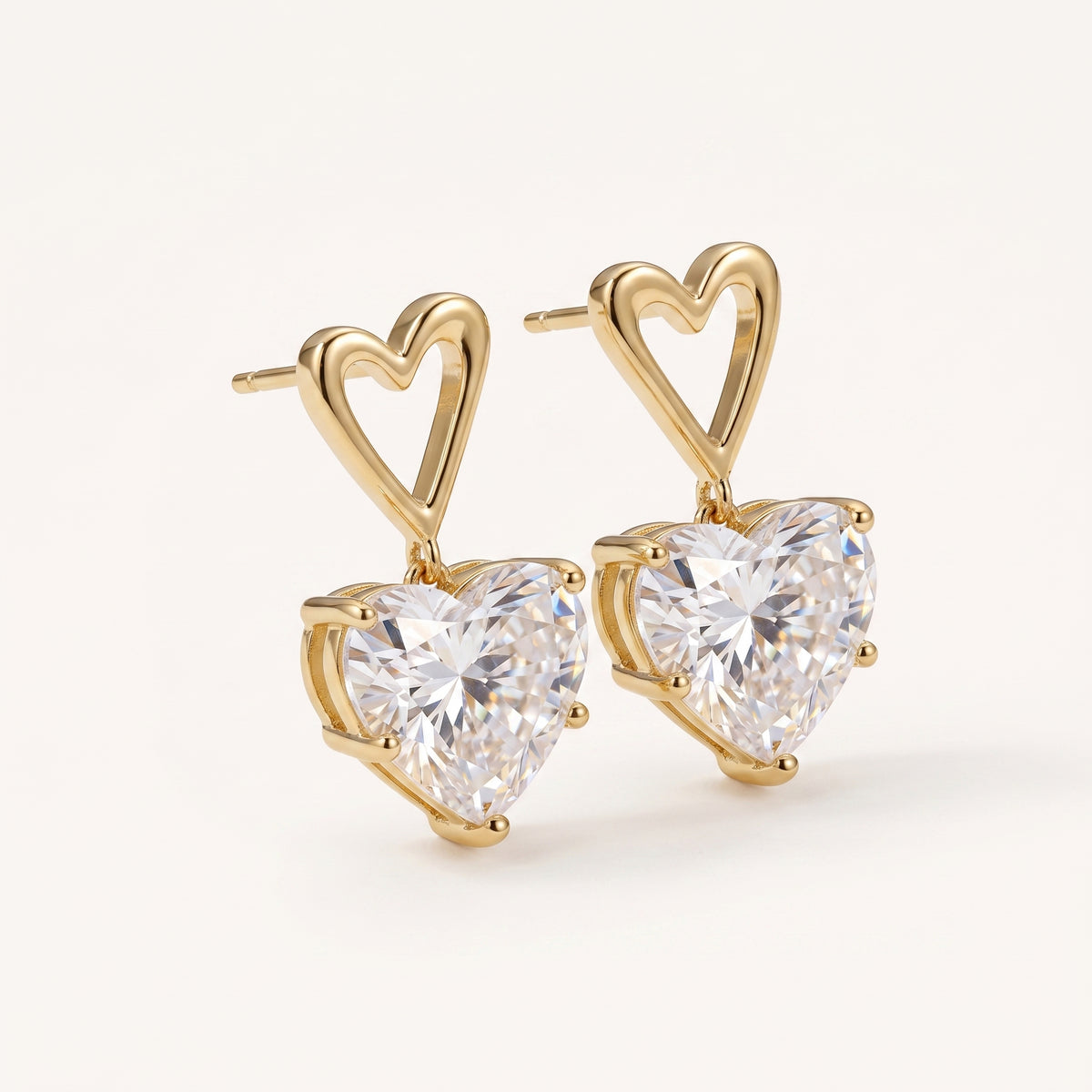 Faceted Hear Shaped Earrings