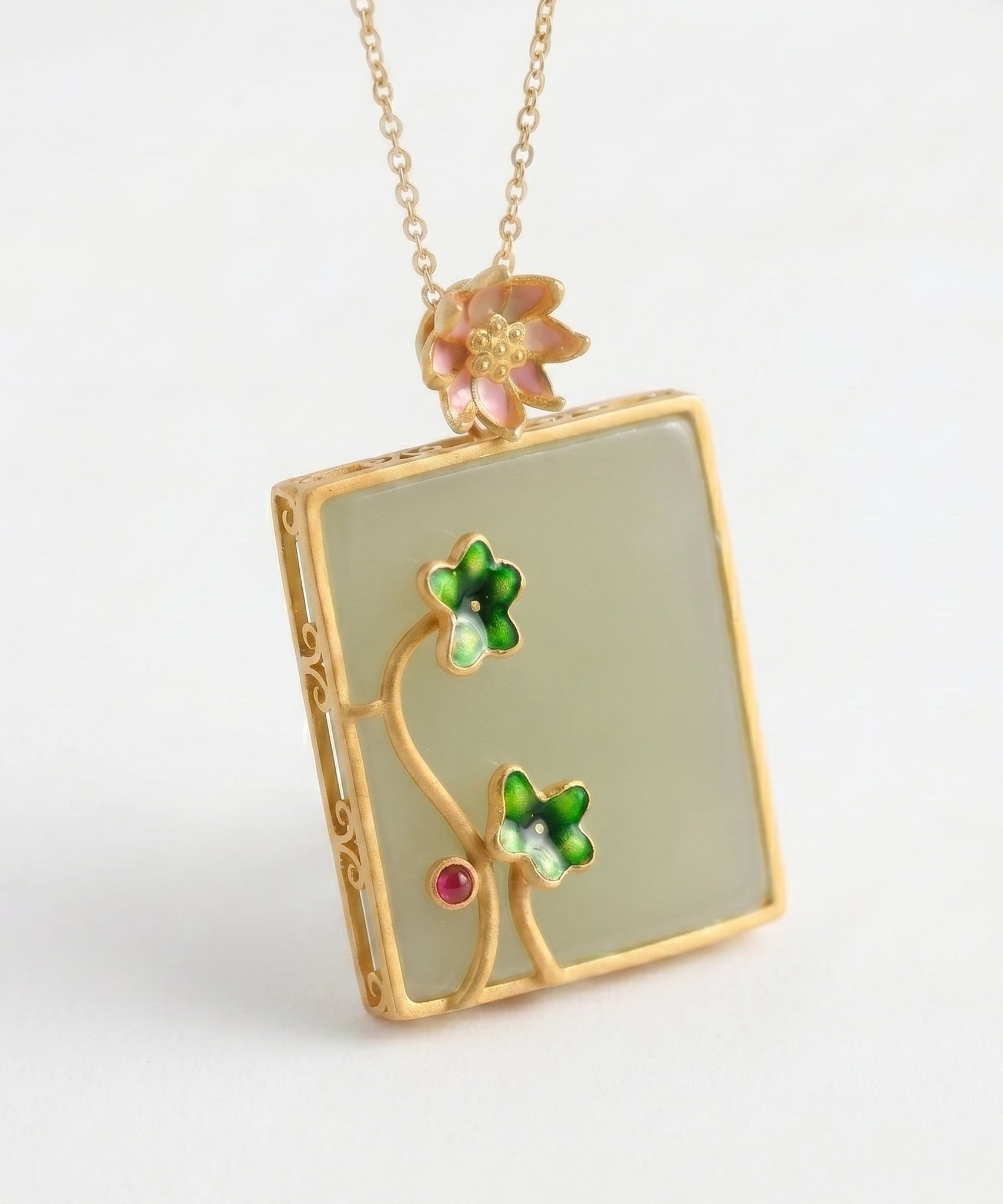 Classical Enamel Lotus Necklace