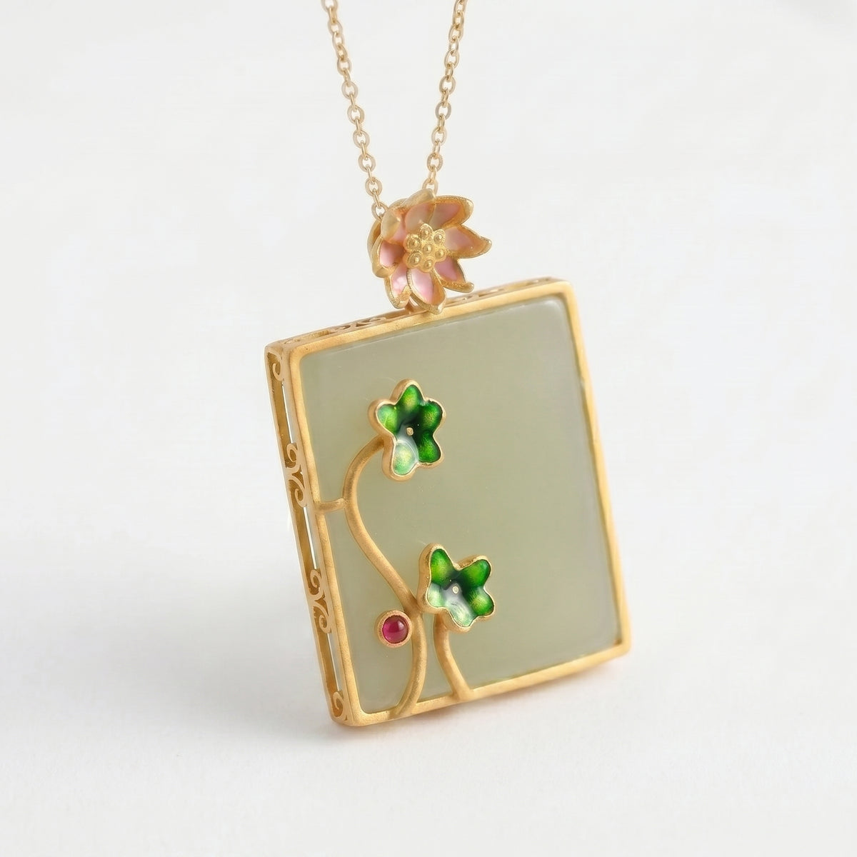 Classical Enamel Lotus Necklace
