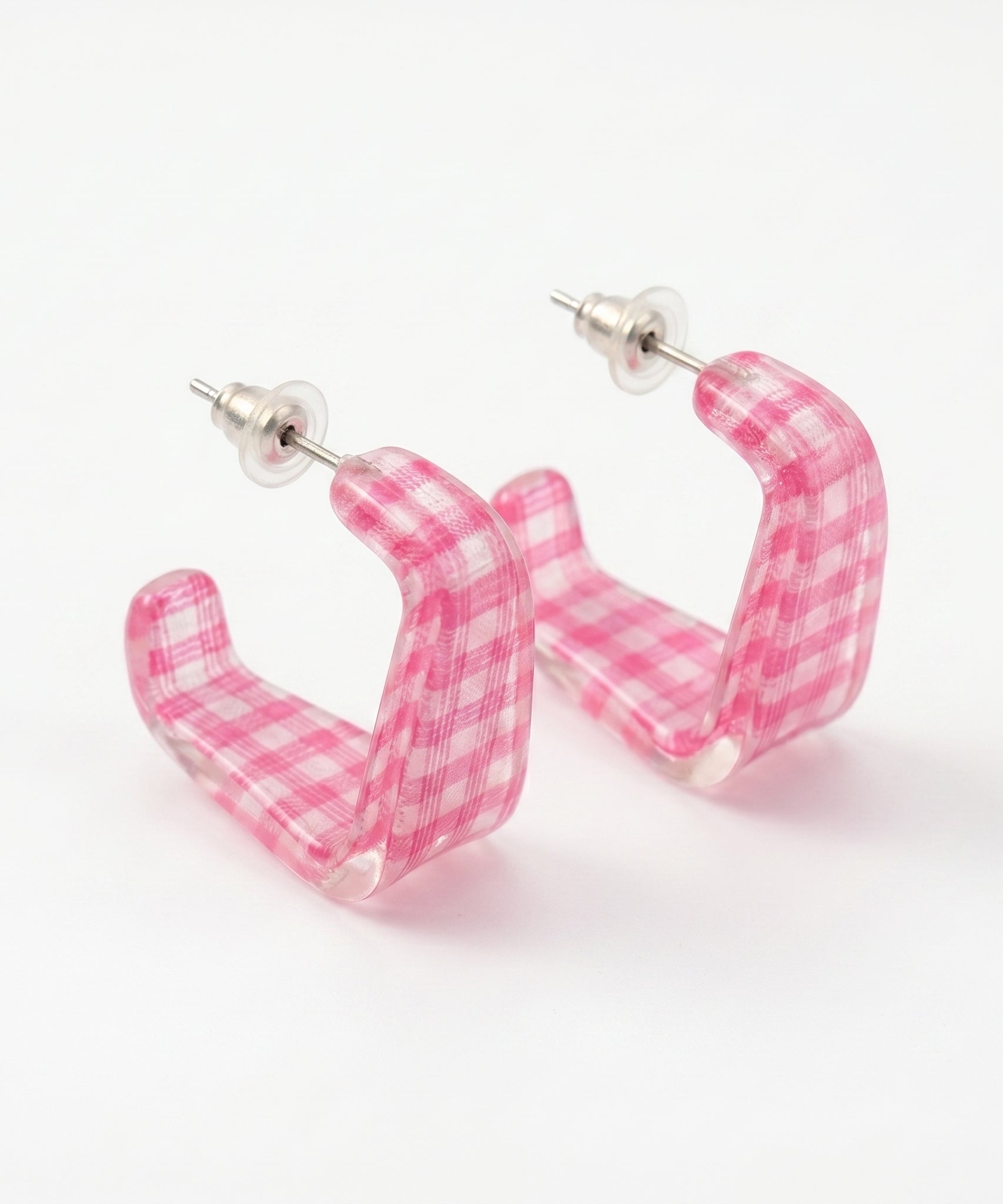 Vintage C-Shaped Pink Earrings