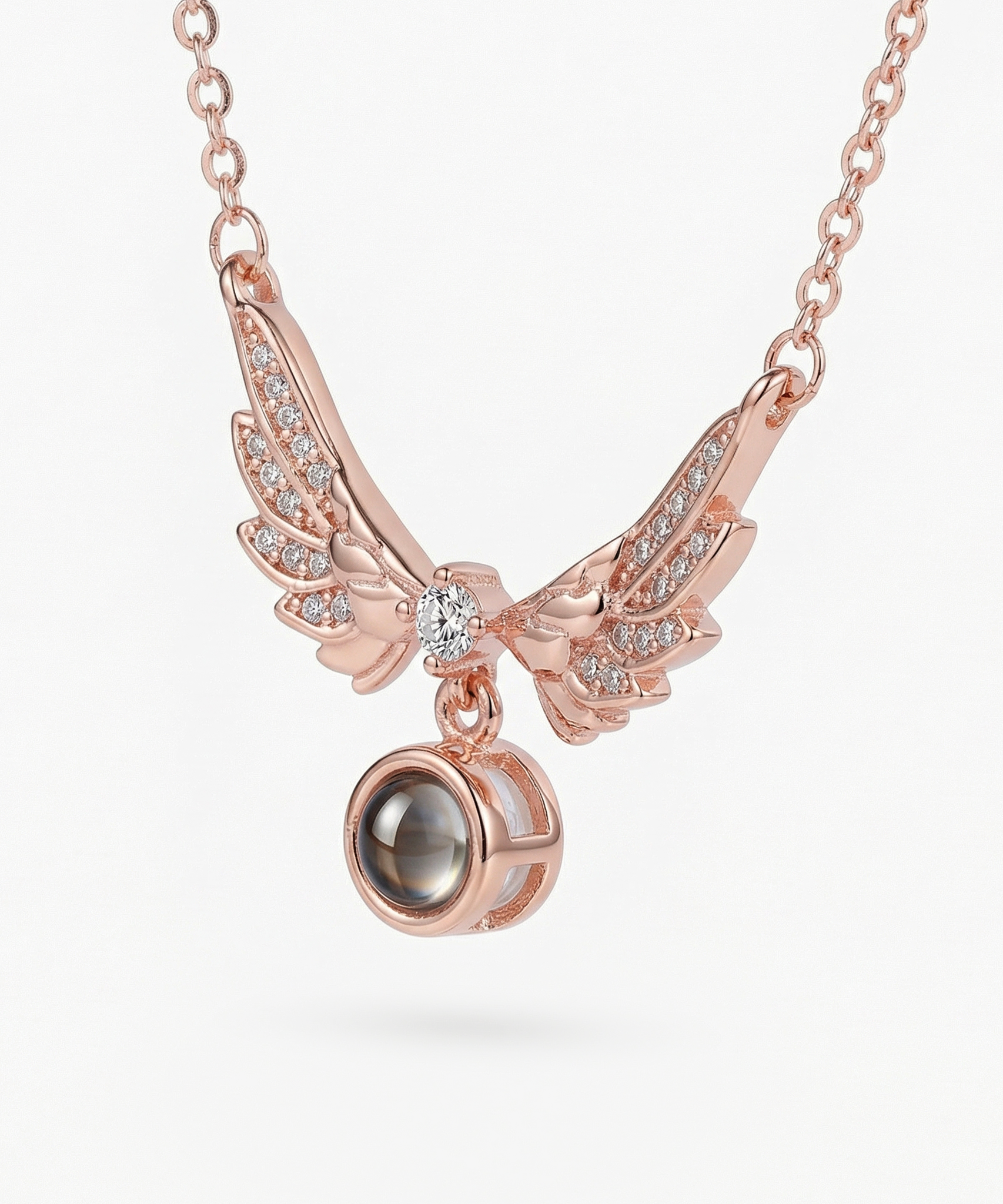 Delicate Customized Angel Wing Projection Necklace