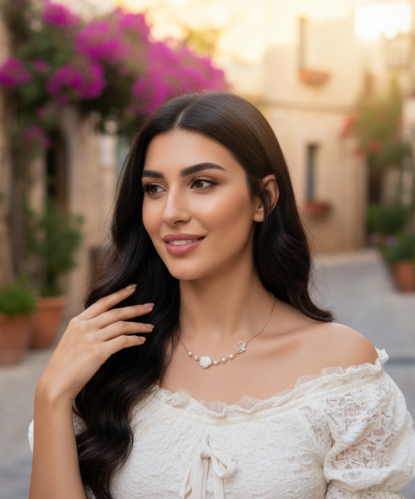 Vintage Rose Flower Necklace Clavicle Chain Necklace