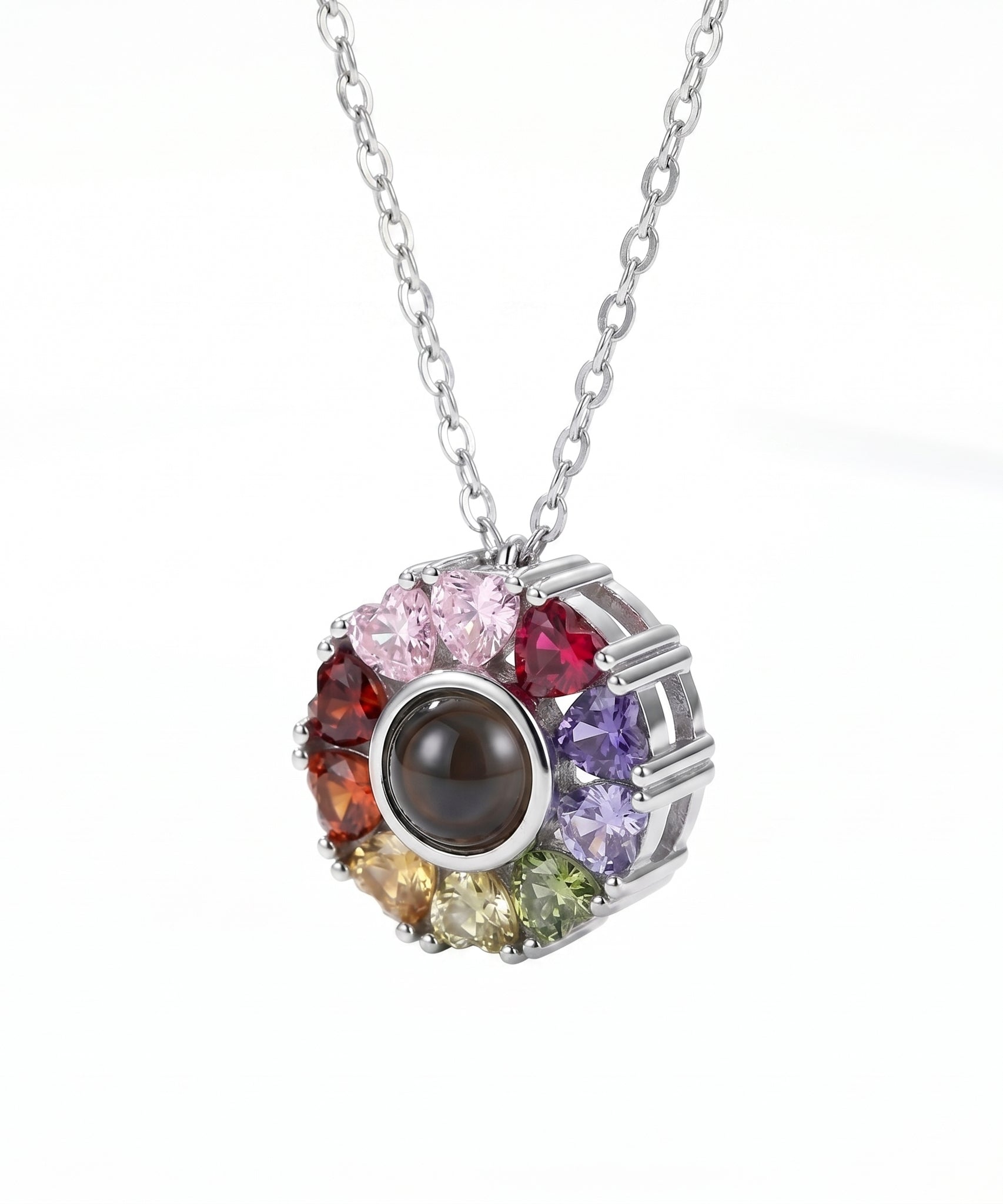 Customized Colorful Heart Crystals Projection Necklace