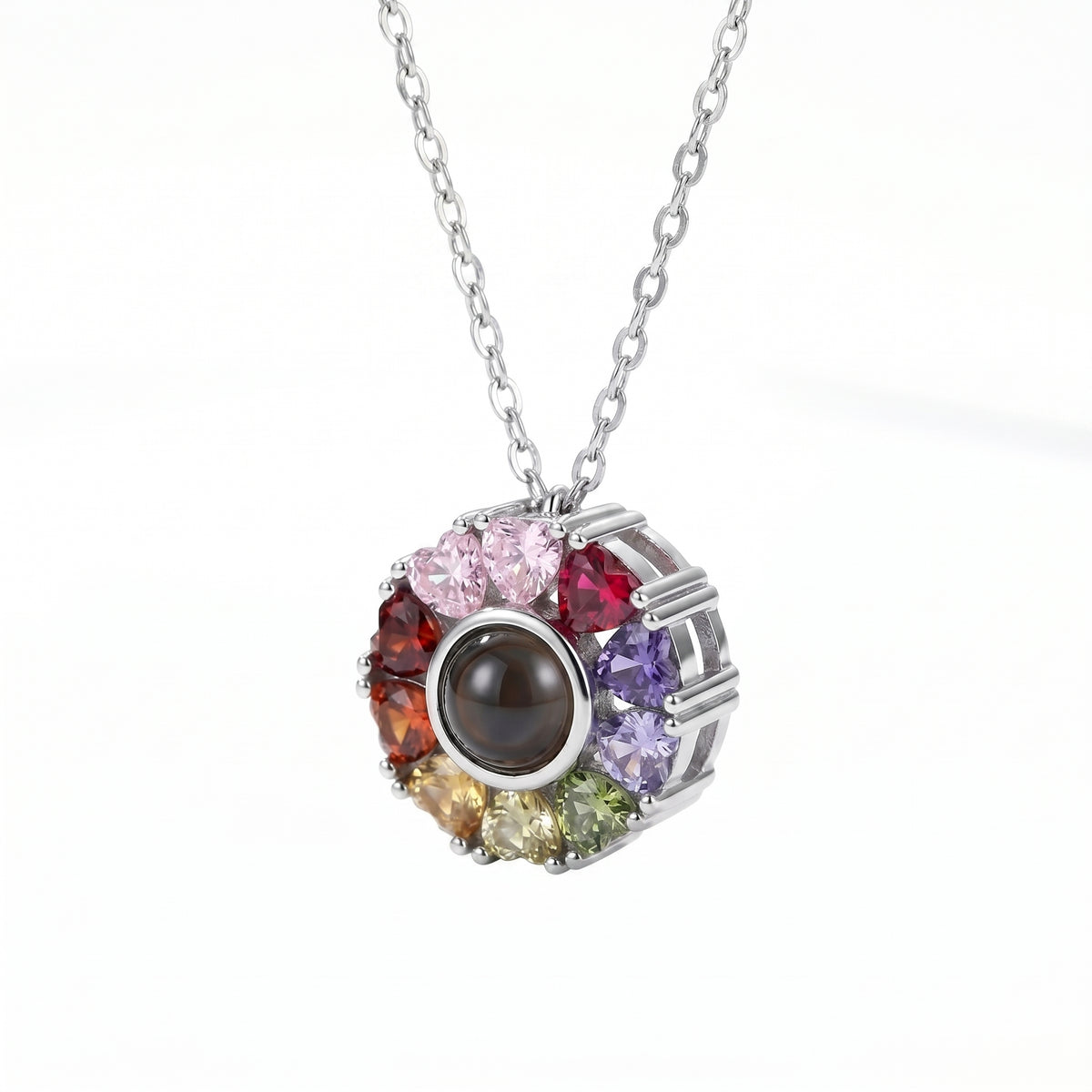 Customized Colorful Heart Crystals Projection Necklace
