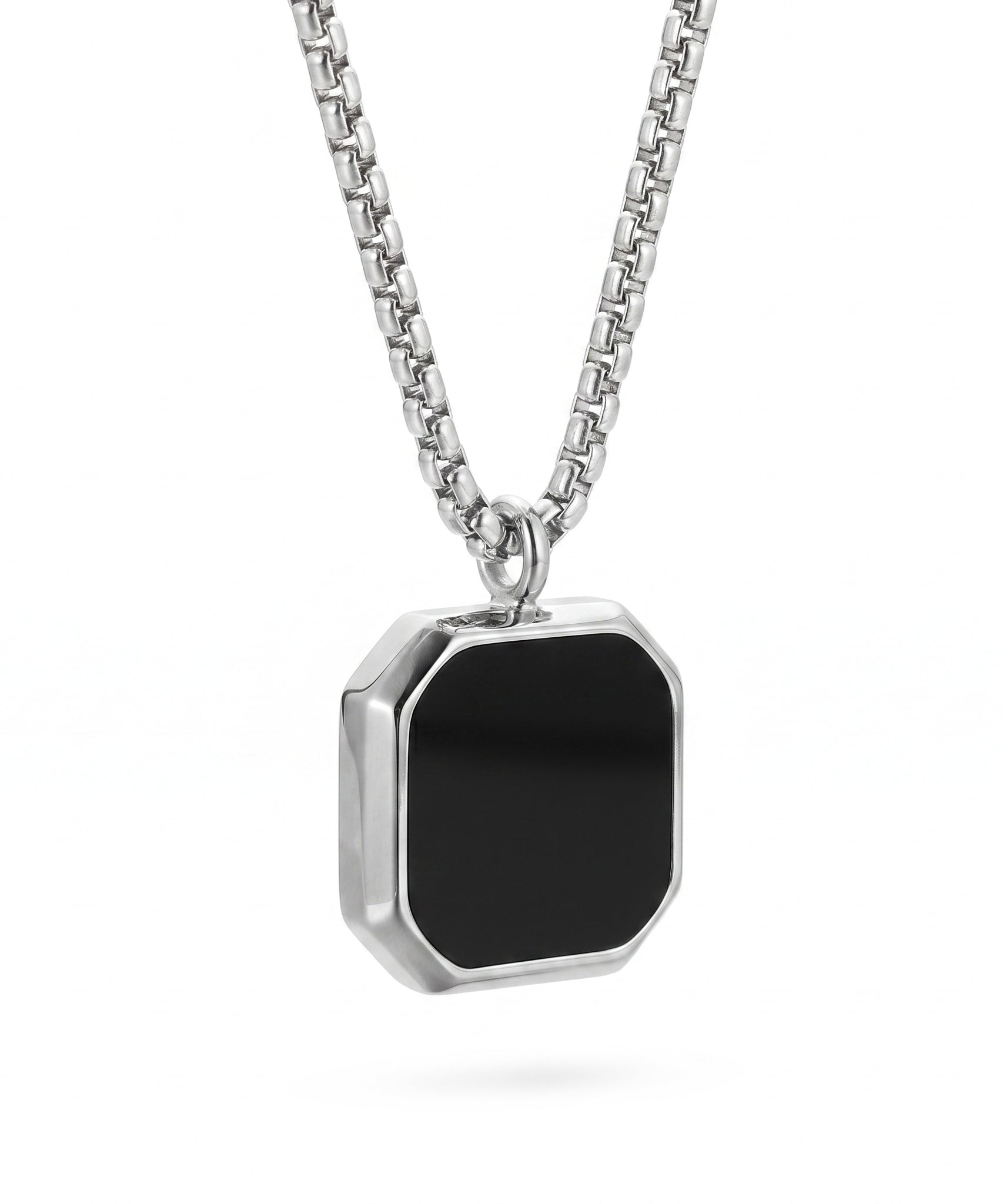 Polished Square Black Mirror Necklace