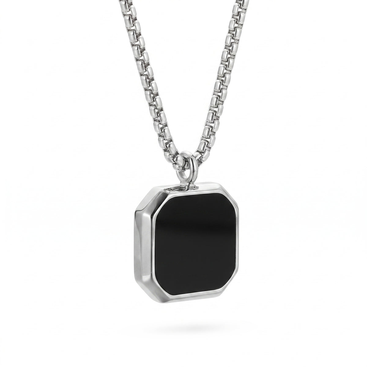 Polished Square Black Mirror Necklace