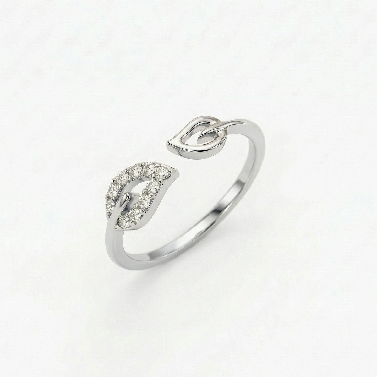 Refined Leaf & Peach Heart Ring