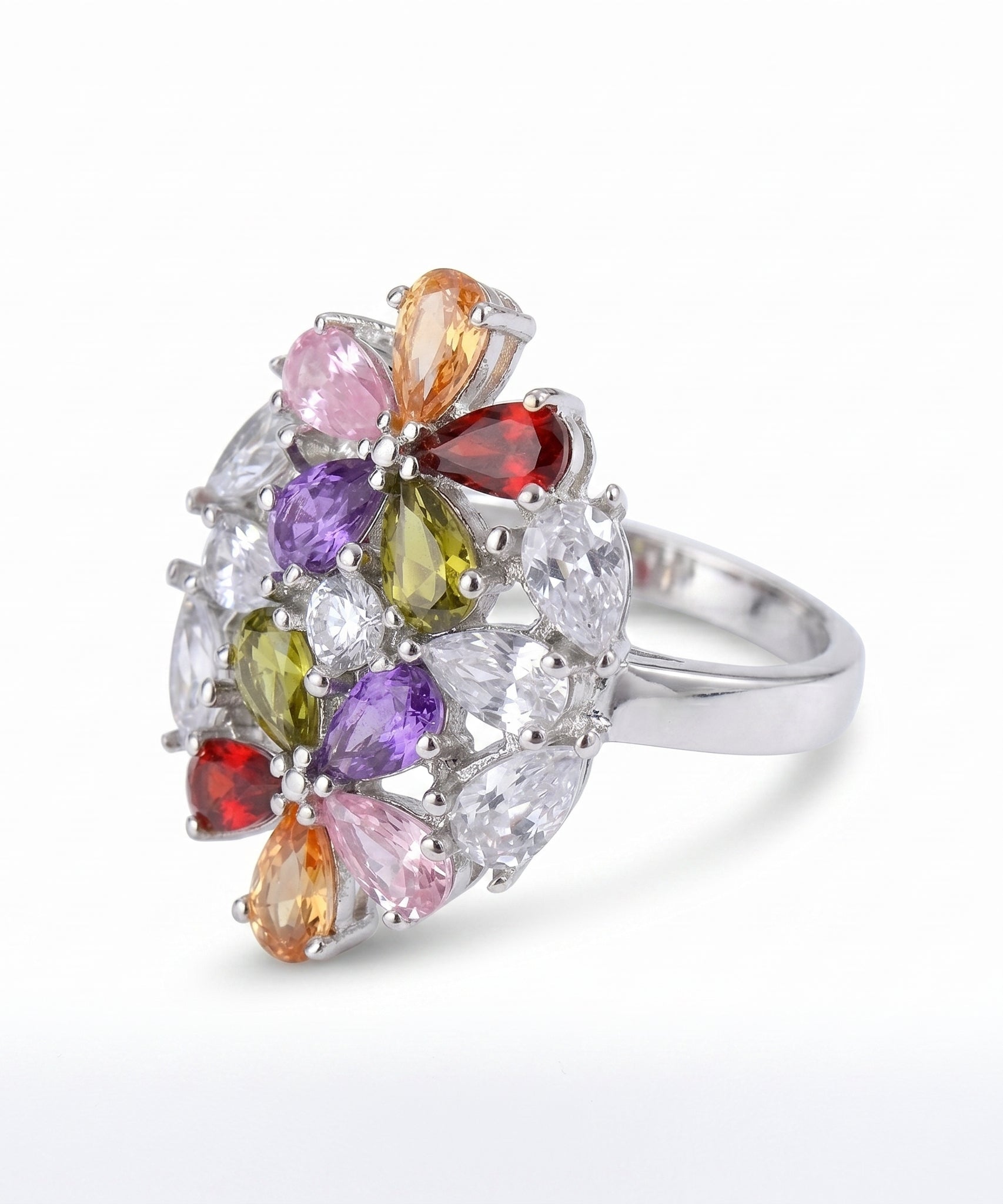 Stately Colorful Flowers Ring