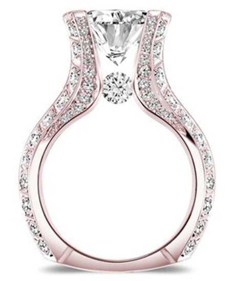 Rose Gold Electroplated Oval Shaped Zircon Engagement Ring