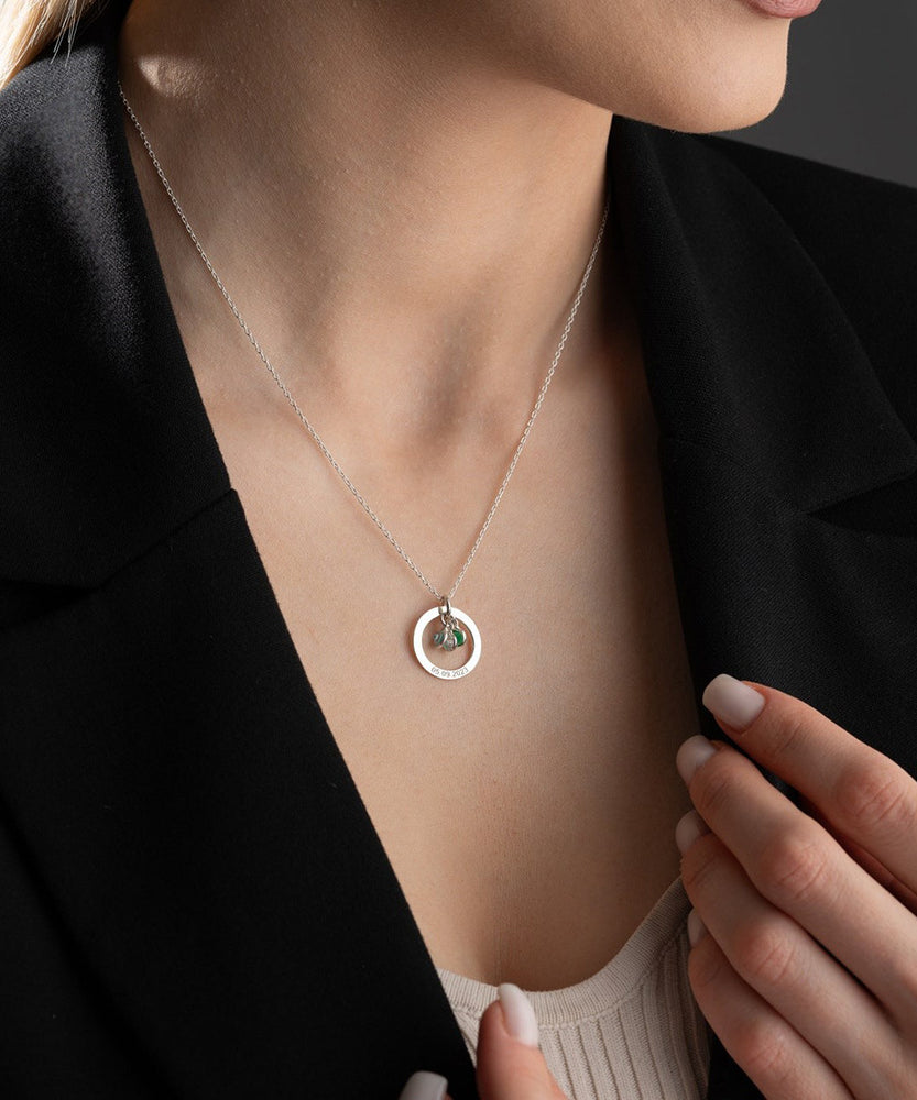 Cradled Personalized Birthstone Circle Necklace