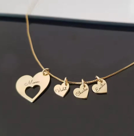 Family Customized Name Heart Shaped Necklace