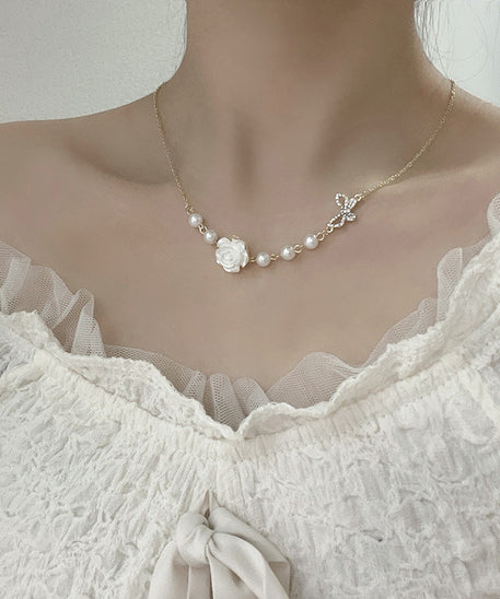 Vintage Rose Flower Necklace Clavicle Chain Necklace