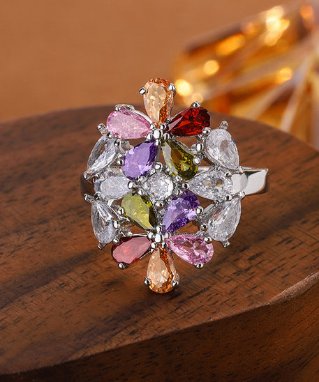 Stately Colorful Flowers Ring