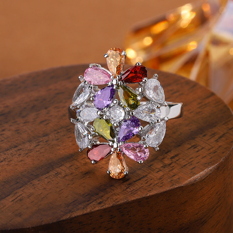 Stately Colorful Flowers Ring