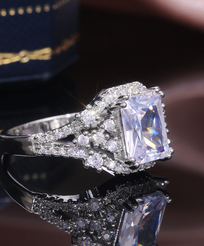 Princess Cut Crystal Stone Ring