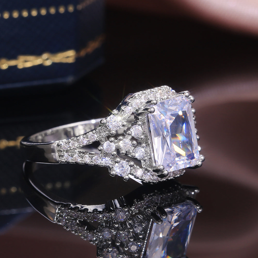 Princess Cut Crystal Stone Ring