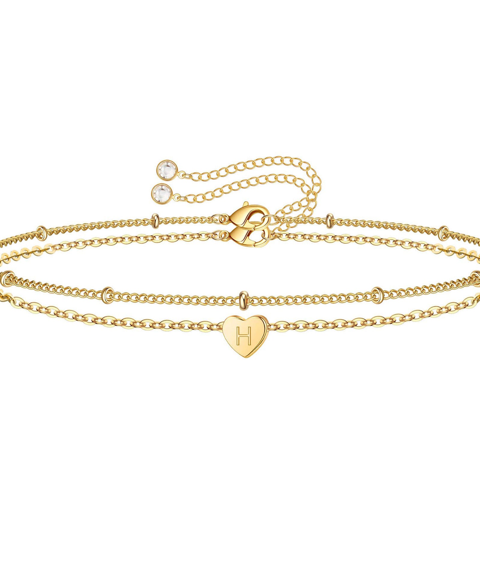 Customized Peach Heart One Letter Bracelet