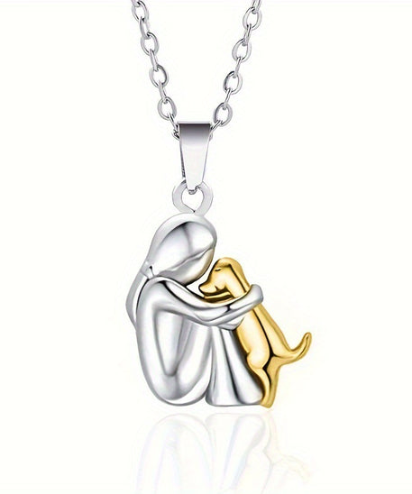 ALREADY EXIST I THINKFashion Little Girl And Dog Hug Necklace