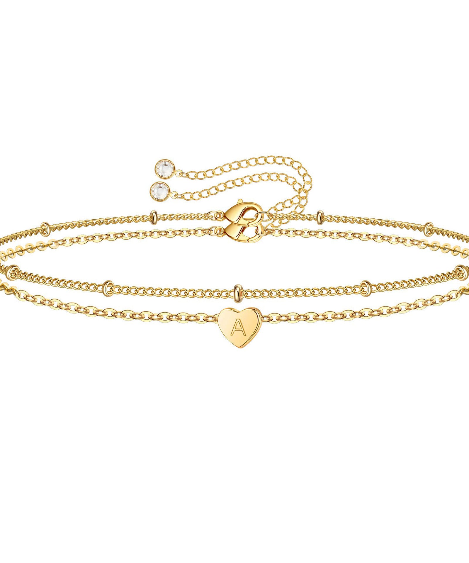 Customized Peach Heart One Letter Bracelet