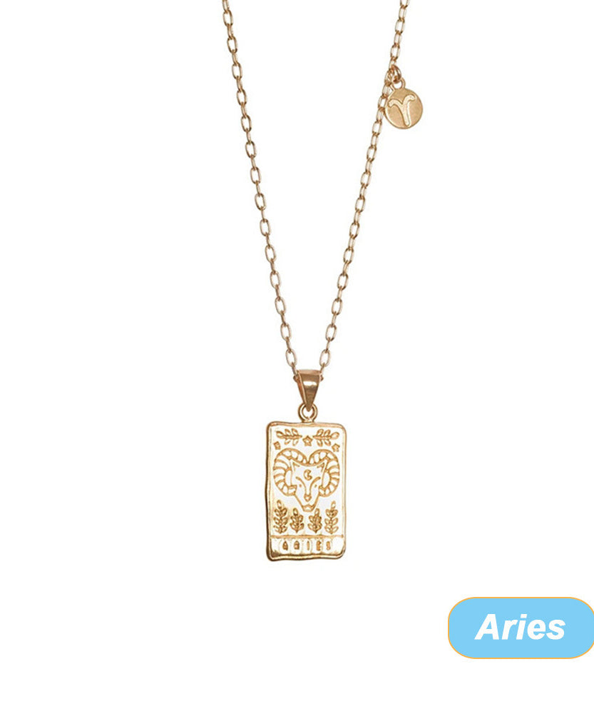 THINK HAVE Twelve Constellation Tarot Necklace Retro Constellation Necklace