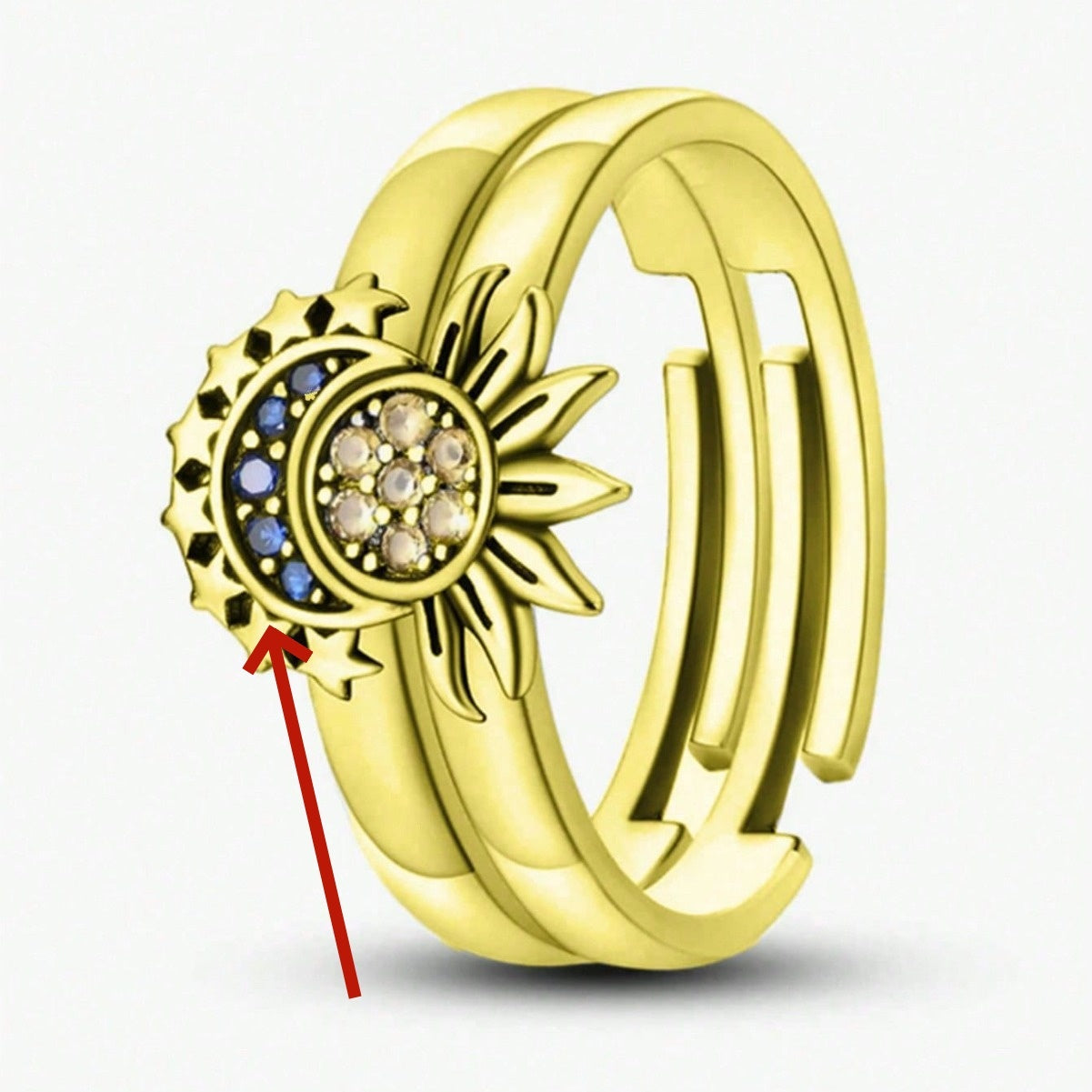 Sun-kissed, Moon-drenched Couple Rings