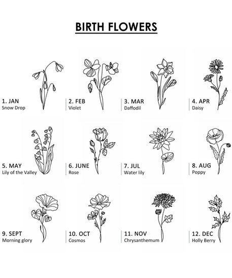 Personalized Month Birthday Flower Stone Necklace