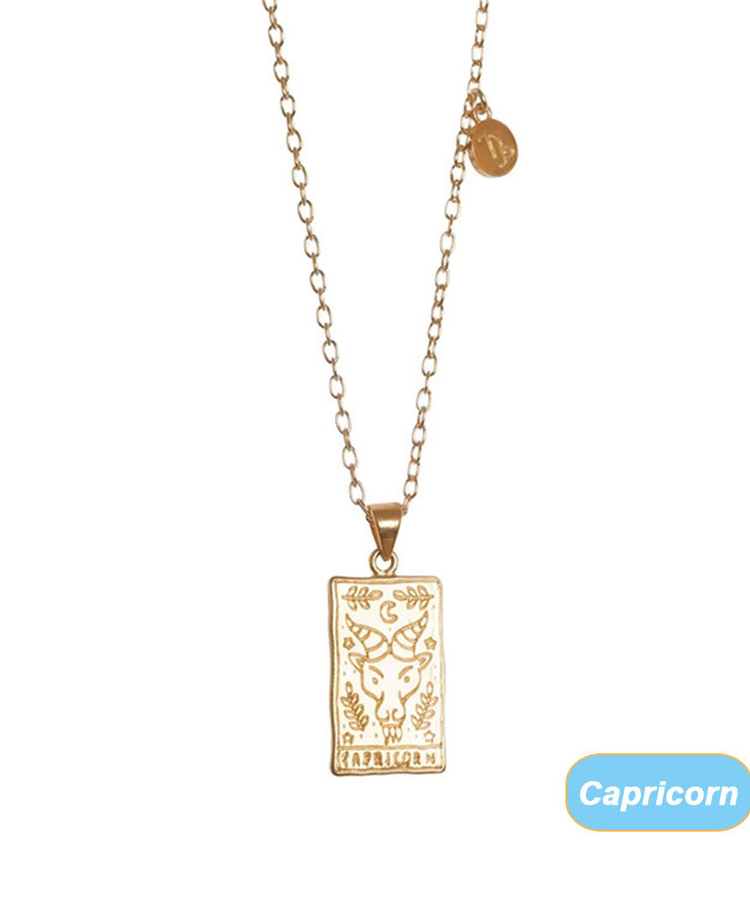 THINK HAVE Twelve Constellation Tarot Necklace Retro Constellation Necklace
