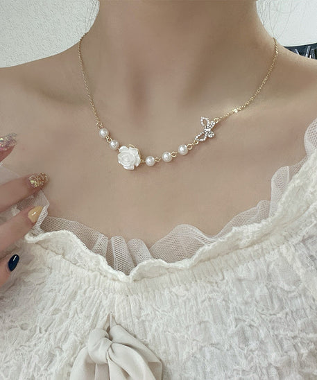 Vintage Rose Flower Necklace Clavicle Chain Necklace