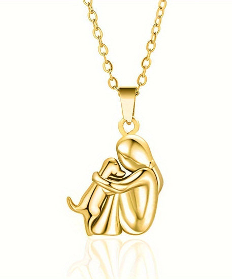 ALREADY EXIST I THINKFashion Little Girl And Dog Hug Necklace