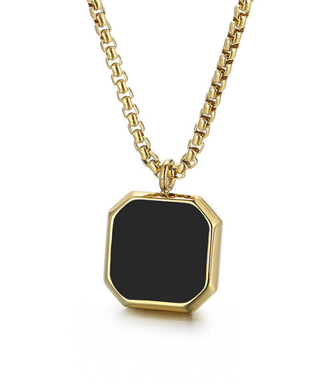 Polished Square Black Mirror Necklace