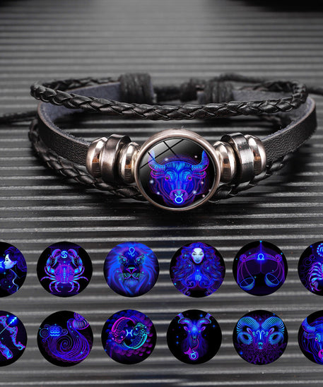 Leather Zodiac Sign Braided Bracelet