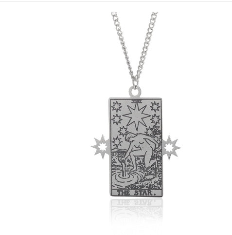 THINK HAVE Twelve Constellation Tarot Necklace Retro Constellation Necklace