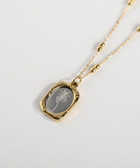 Polished Birthday Flower Mirror Necklace