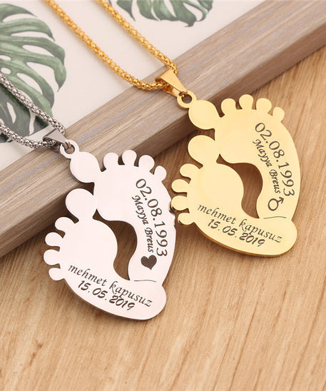 Personalized "Baby Foot Steps" Necklace