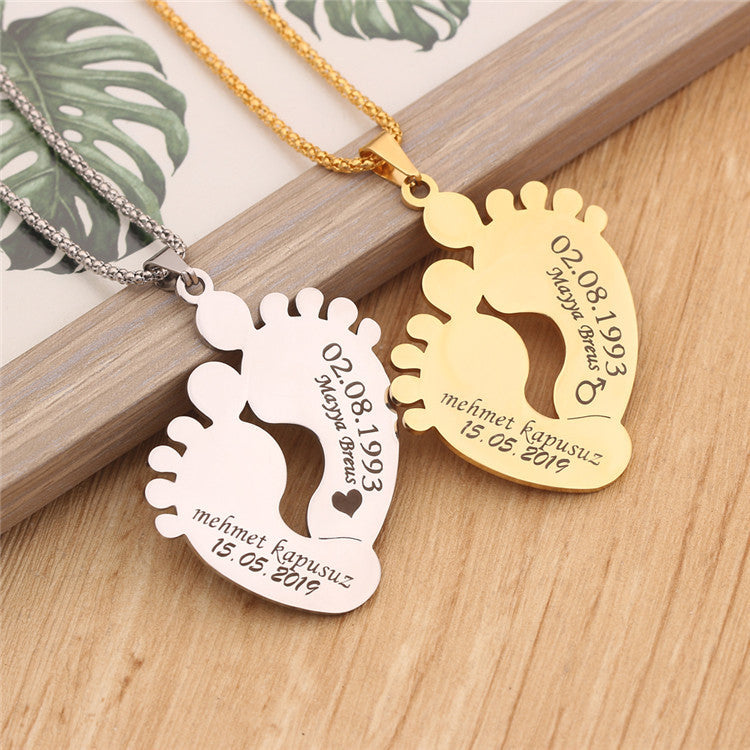 Personalized "Baby Foot Steps" Necklace