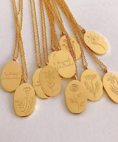 THINK WE HAVEStainless Steel December Flower Birth Necklace Month