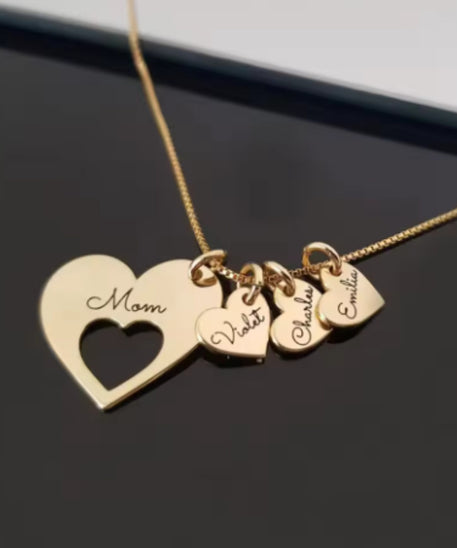 Family Customized Name Heart Shaped Necklace