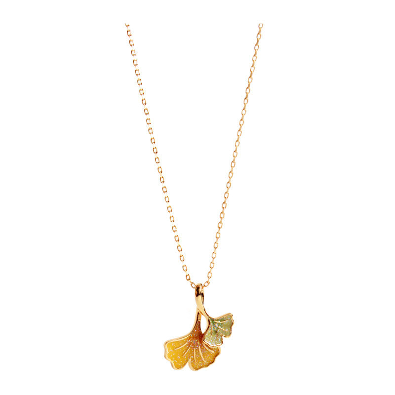 Autumn Winds Ginkgo Biloba Leaf Necklace