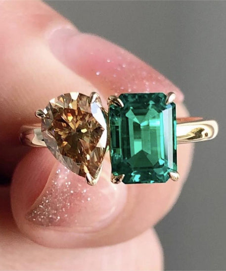 Crystal-Clear Double Square & Tear Ring