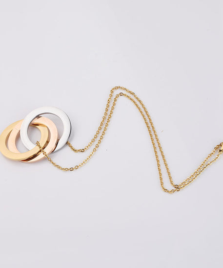 Customized Three Ring Tricolor Names Necklace
